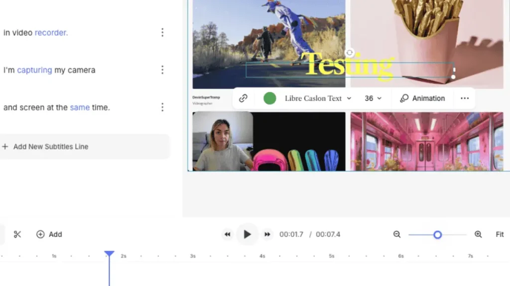 Veed.io interface showing AI captioning and translation tools – best AI video tools 2025