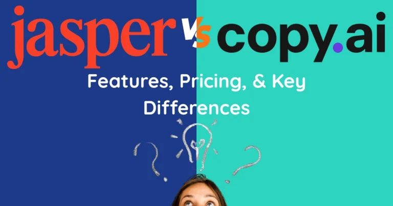 Jasper vs Copy.ai comparison hero image showing features, pricing, and key differences in 2025.